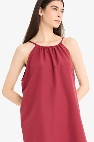 Defacto Yuvarlak Yaka Terry Cotton Mini Plaj Elbisesi-fall İn Love E5102ax25spbr285 Bordo