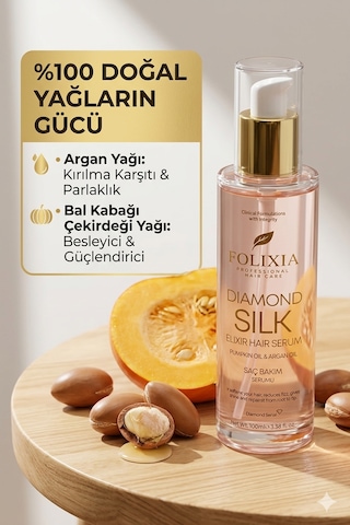 Folixia Argan & Kabak Çekirdeği Yağı Saç Bakım Serumu 100 ML
