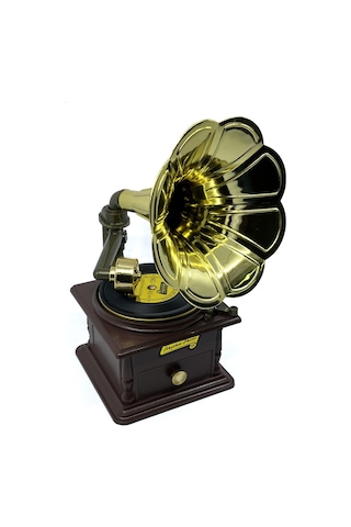 Nostaljik Gramofon Müzik Kutusu Ve Takı Kutusu - Retro Tasarım Dekoratif Obje - Rhythm Phone