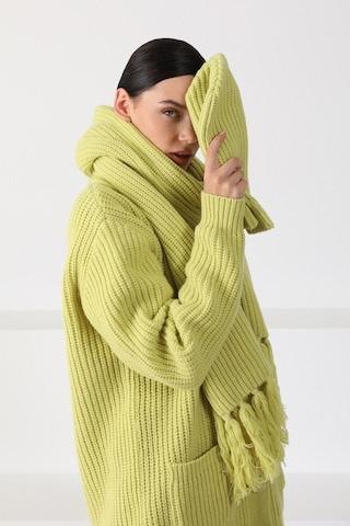 Ferraro Filo Kuzu Yünü Oversize Kadın Triko Hırka Açık Yeşil