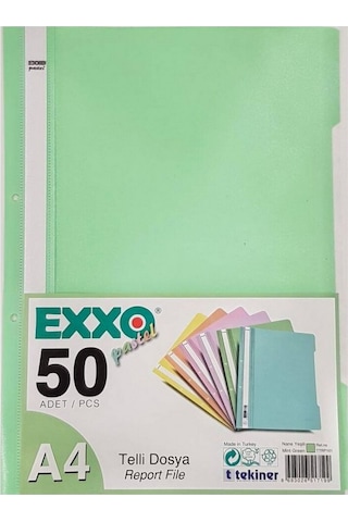 Exxo Pastel Telli Dosya 50'li Paket Nane Yeşili