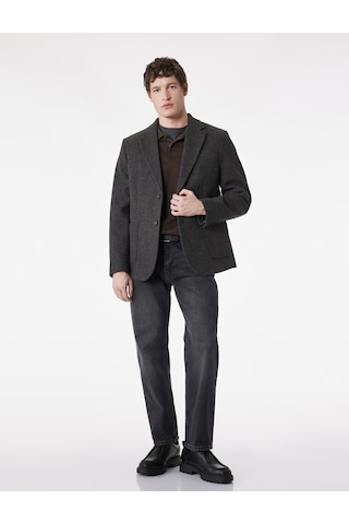 Koton Uzun Kollu Cepli Mono Yaka Kaşe Blazer Ceket Antrasit 6sam50004hw