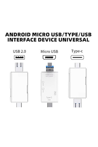 Type C, Micro Usb, Usb, Otg 6 İn 1 Kart Okuyucu Adaptör Usb Otg Hub Type C Çoklu, Card Reader