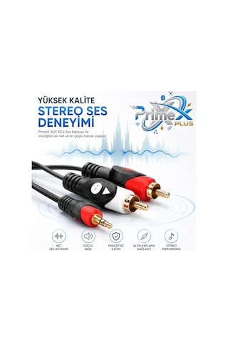 Tr Px-aux15r 1.5 Metre 3.5mm Aux To 2 Rca Ses Kablosu, Telefon Laptop Pc Tablet Ses Çıkışını Amfi Hoparlör Tv Ses