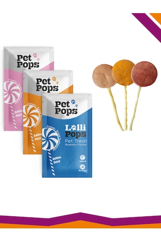 Lollipops Karışık Mix Lezzet Paketi 3'lü Kedi Köpek Ödül Lolipopu