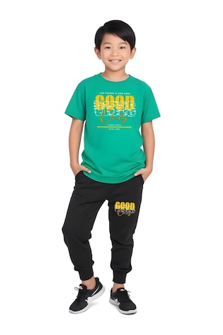 Fyk Kids Erkek Çocuk 3'lü Set The Moon-good Yazı Baskılı Yazlık Alt-üst Takım Çok Renkli
