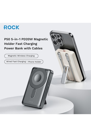 P50 10.000 Mah 5-in-1 Pd20w Magsafe Powerbank Siyah Gri