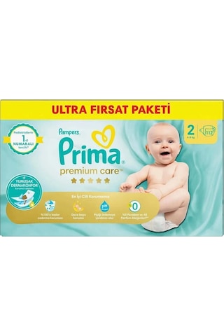 Prima Premium Care Bebek Bezi Fırsat Paketi 2 Beden 112 Adet Standart