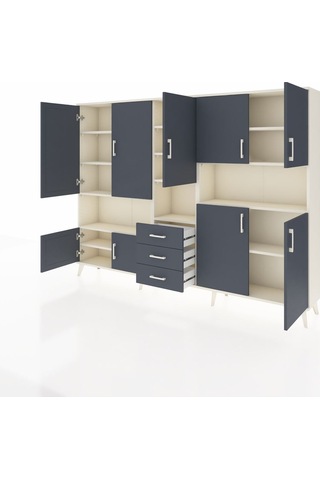 Arges Dolap 13 Raflı 3 Çekmeceli 9 Kapaklı 220x30x163 Aytaşı-antr Aytaşı-antrasit