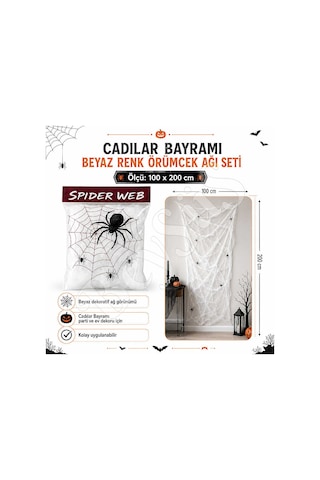 Beysüs Halloween Cadılar Bayramı Beyaz Renk Örümcek Ağı Seti Tüm Yaşlar