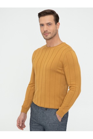 Cacharel Hardal Slim Fit Bisiklet Yaka Triko Kazak Sarı