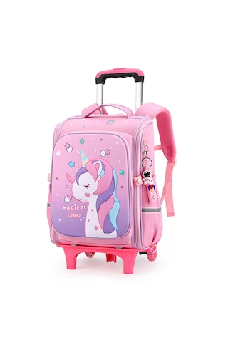 Econicword Okul Çantası Tekerlekli Sırt Çantası Arabası Öğrenci A