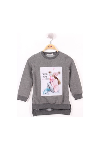 Toontoy Kız Çocuk Anne Kız Baskılı Sweatshirt Antrasit Melanj
