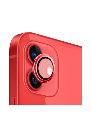 Safeus Safir Temperli Kamera Lens Koruyucu Apple Uyumlu iPhone 12 Ve Mini İle Kırmızı