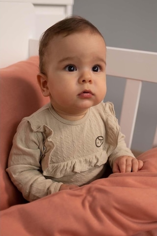 Little Gusto Littlegusto Uzun Kollu Fırfırlı Zıbın Kız Bebek Bej Organik Pamuk