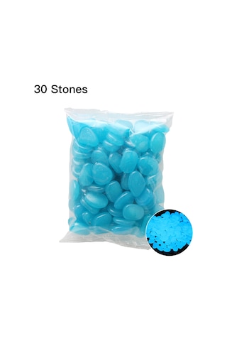 Vkemall 30 Adet Mavi Akvaryum Çimen Taşı - Güneş Işığına Bağlı Gece Parlayan Bahçe Ve Akvaryum Dekorasyon Taşları Stil 7