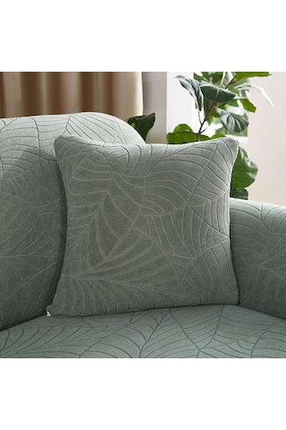 Açık Gri 45x45 Cm Su Geçirmez Yaprak Jakarlı Dekoratif Kare Atmak Yastık Örtüsü Yumuşak Minder Örtüsü Çekyat Sandalye Kapak Süslemeleri