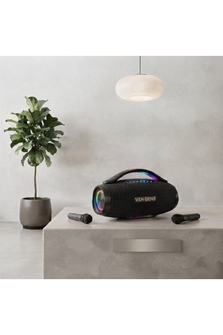 Ven-dens Vd-spk027m 350w Kablosuz Mikrofonlu Portable Bluetooth Karaoke Hoparlör - Rgb Led Işıklı, Tws Çift Bağlantılı Şarjlı Parti Boombox Ses Sistemi