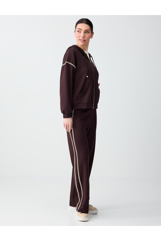Jimmy Key Jimmy Key Acı Kahve Normal Bel Normal Paça Çizgili Örme Jogger Pantolon 6sw115650803 Acı Kahverengi