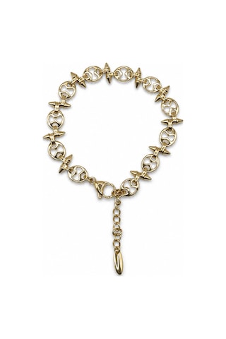 Balenbi Jewelry Kadın Gold Renk Çivili Halka Detaylı Kararmaz Çelik Zincir Bileklik 1095 Altın