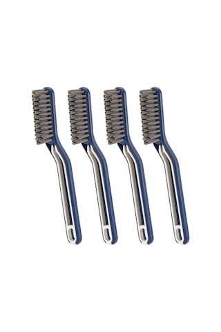 Konesam 4'lü Paket V-şekilli Çift Fonksiyonlu Zemin Aralığı Temizleme Fırçası - Sert Tüylü, Kırıntı Toplama Klipsi İle - Banyo, Mutfak Ve Ev Temizliği İçin Mavi Mavi