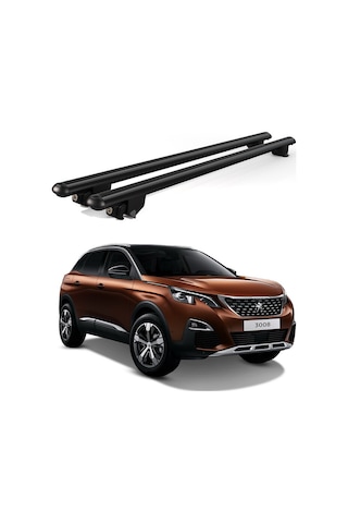 Kanca Peugeot 3008 2016 Ve Sonrası Uyumlu Siyah Kilitli Ara Atkı 130cm Port Bagaj Tavan Barı