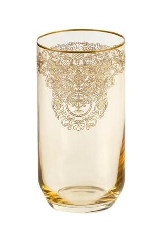 Bohemia Queen Meşrubat Bardak Amber Mat Altın 6 'Lı