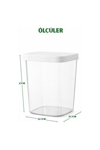 5500ml. Düz Kapaklı 4'lü Set Maxi Boy Saklama Kabı - Erzak Saklama Kabı Beyaz