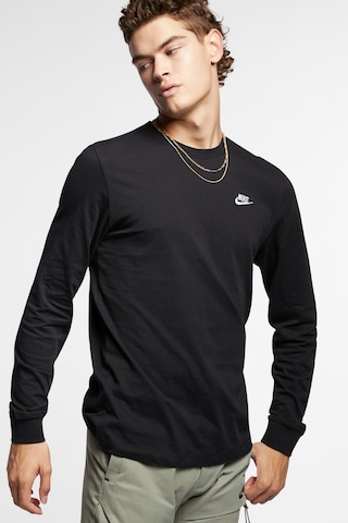 Nike Nsw Club Tee Erkek Uzun Kollu Spor Tişört Siyah