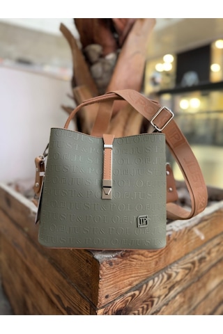 Just Polo Kadın Gofraj Baskılı Büyük Boy El Çantası 4028 Yeşil Camel 63833669