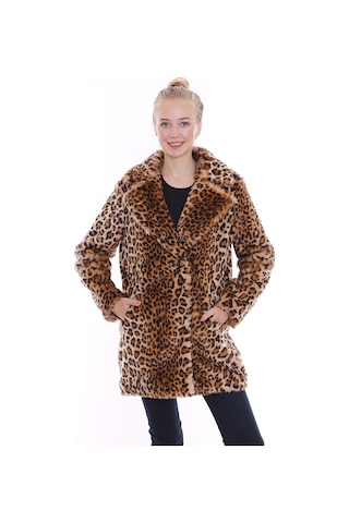RedpointJackets - Suni Kürk Leopar Desenli Kadın Kaban