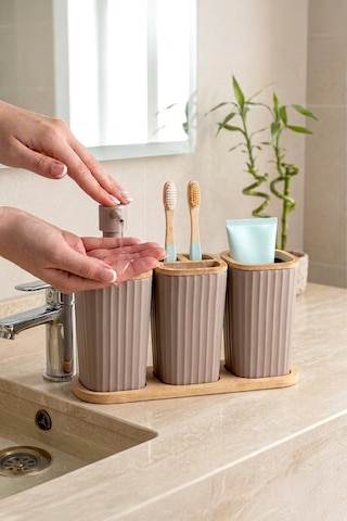 Safir Bambu 3'lü Set Kahve Kahverengi