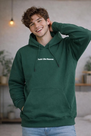 Starzone Kapüşonlu Feels Like Heaven Tasarım Baskılı Sweatshirt Haki