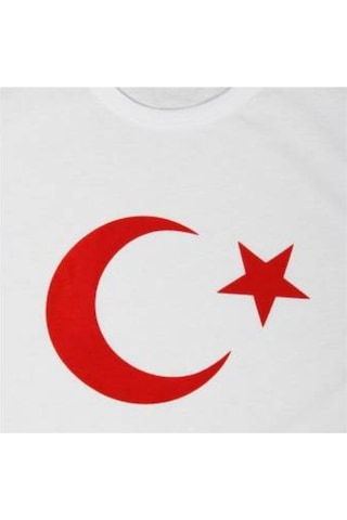 Masho Kids Beyaz Unisex Baskılı Ay Yıldız Tshirt - 29 Ekim Cumhuriyet Bayram Beyaz
