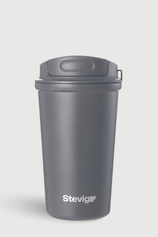 Stevig 4 Work Flip Open Coffee Mug Çelik Termos 400 Ml Grey St-251 Gri