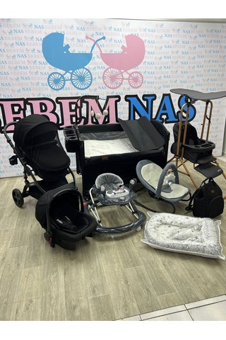 Bebemnas Yeni Doğan Bebek Çeyiz Seti Full Set Bebek Arabası-çanta-puset-yürüteç-beşik-anakucağı-salıncak