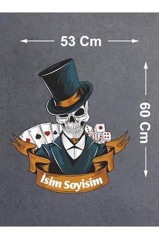 Kişiye Özel Kumarbaz Kurukafa Sticker - İskanbil Poker Kumar Sticker - Araba Oto Motosiklet Karavan Cam Sticker - 00092 60X53 Cm