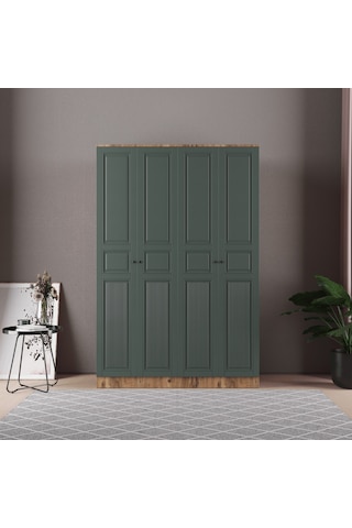 Nil 4 Kapaklı Eko Bazalı Gardırop - Mdf Kapak Yeşil