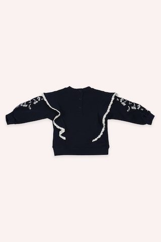 Kız Bebek Nakışlı Lacivert Sweatshirt Çok Renkli 2421GB08040