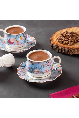 Porsima Rengin 6 Kişilik 12 Parça Türk Kahvesi Fincan Takımı