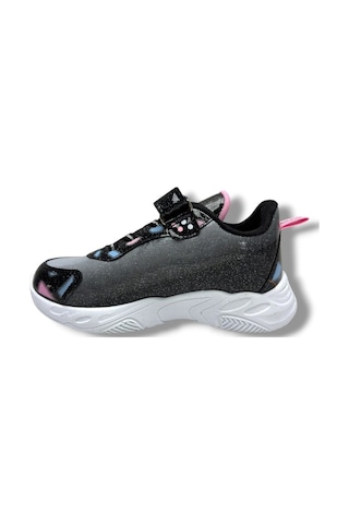 Cakgo Labubu 624-26 Simli Parlak Deri Işıklı Anatomik Kız Çocuk Sneaker Siyah Pembe 31-35 Siyah
