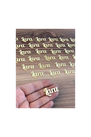 Pleksi Isim Etiket 5cm Isimli Gold Gümüş - 30 Adet Altın - Gümüş
