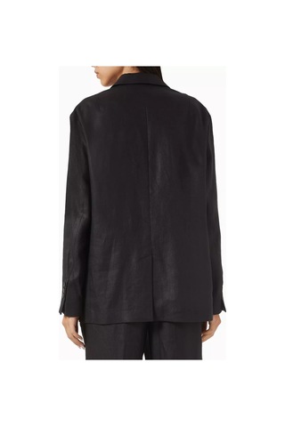12storeez Rahat Kesim Keten Blazer, Yazlık Şıklık Için Hafif Ceket Siyah