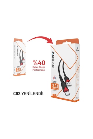 C92 3.0a 18w Usb-a'dan Type-c'ye Örgülü Şarj Kablosu