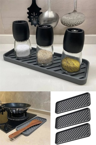 3 Adet Silikon Yağdanlık Yağlık Standı ,çok Amaçlı Organizer Sunumluk ,sabunluk Altlığı , 23x10 Cm Diğer