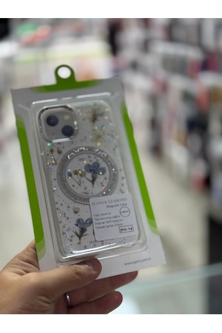 Apple Uyumlu iPhone 14 Çiçekli Magsafe Case 13 Uyumlu -