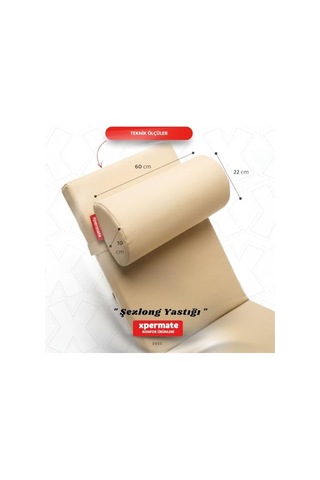 Xpermate Şezlong Yastığı Rulo Yastık Dış Mekan Havuz Plaj Bahçe Sünger Dolgulu 60x22x10 Cm Krem Açık Bej