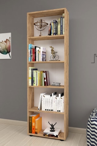 Bofigo Dekoratif 5 Raflı Kitaplık Modern Kitaplık Çınar Çam