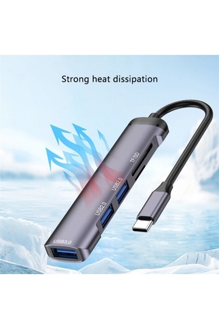 Sones T505 Dizüstü Bilgisayar Telefon Adaptörü Type-c - Usb2.0x2 + Usb3.0 + Tf / Sd Kart Yuvaları Usb Hub