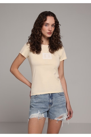Colin's Colins Slim Fit Yuvarlak Yaka Düz Kadın Sari Kısa Kol Tişört Cl1082269 Q1.v1 Bty Sarı